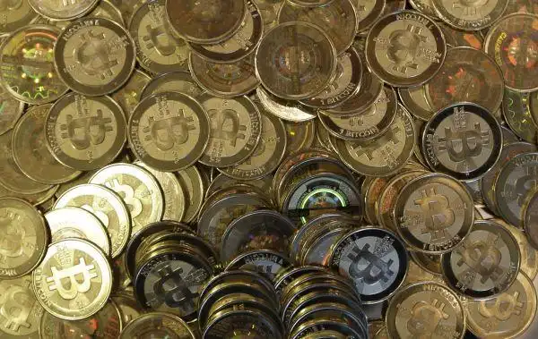 A powerful Bitcoin mining rig in action