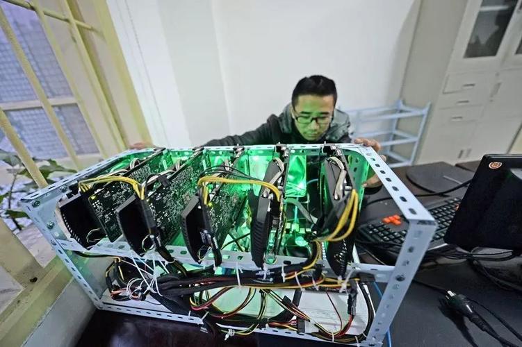 A sleek mining rig setup showcasing optimized cooling to reduce electricity consumption